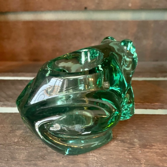 Indiana Glass Spanish Green Frog Votive Candle Holder - Picture 2 of 4